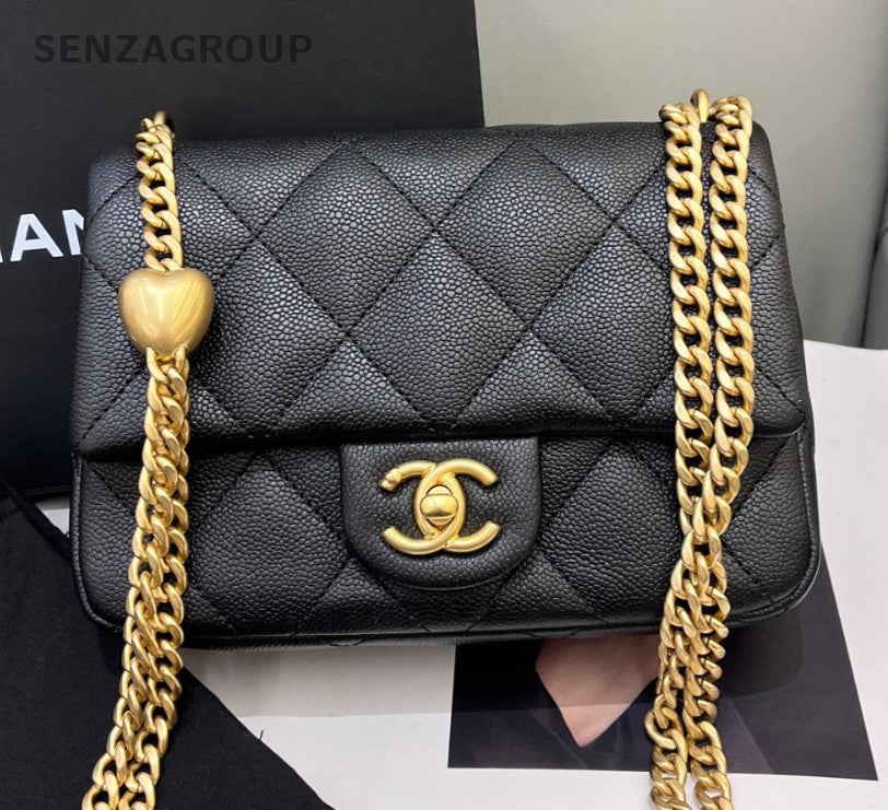 Chanel Classic Flap Chain Black Gold Diamond Shoulder Bag Women Classic Fashion
