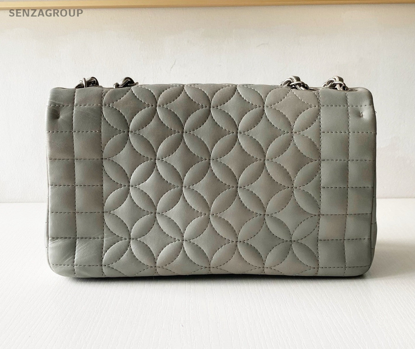 Chanel Classic Flap Four-leaf Clover Series Chain Shoulder bag Gray Silver