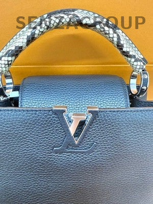 Louis Vuitton Capucines MM Black Silver Handbag Shoulder Bag Classic Women