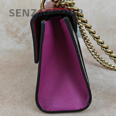 Gucci Padlock Small GG Canvas Chain Shoulder Crossbody Bag Red Brown Gold