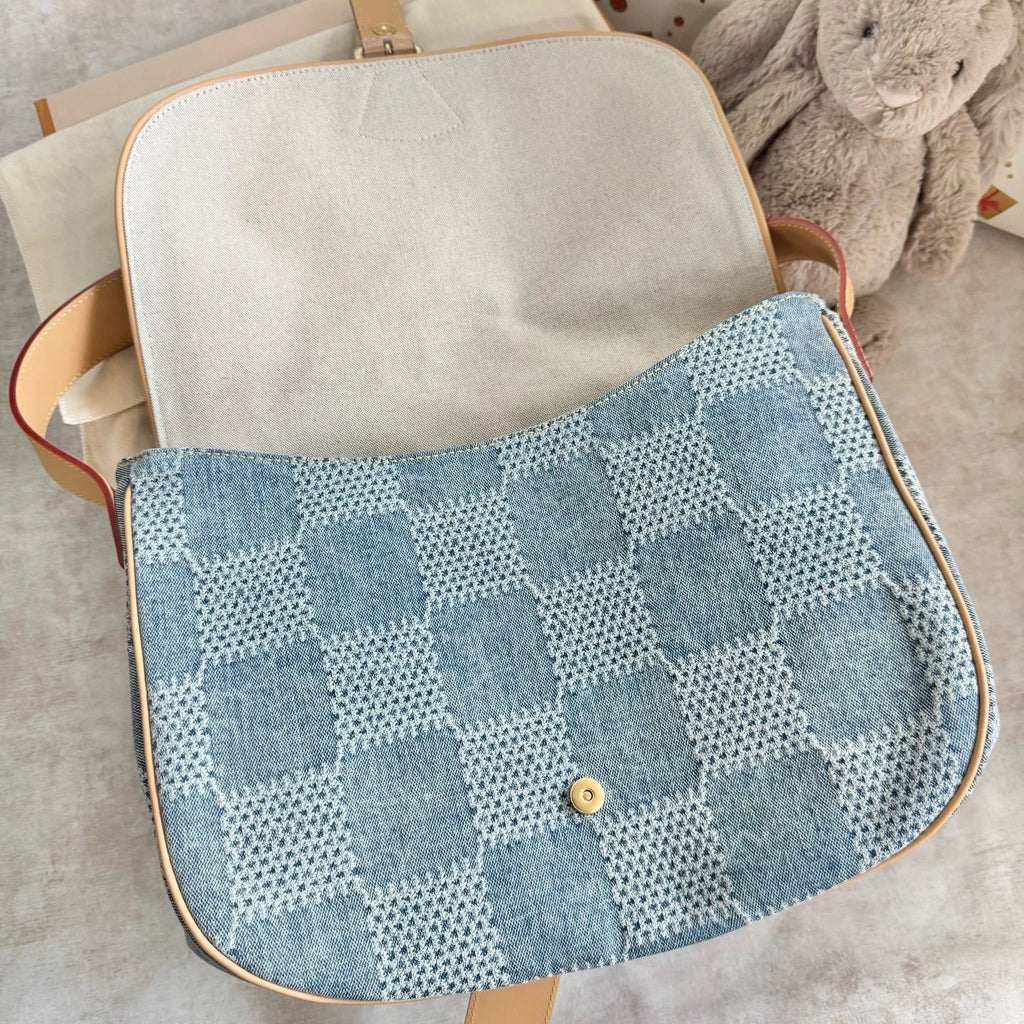 New Louis Vuitton Denim Checkerboard Messenger Bag For Women