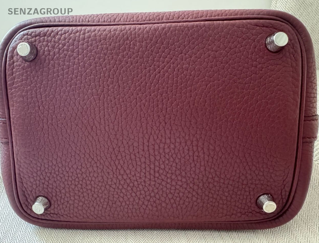 Hermes Picotin Lock Silver Hardware Tote Bag Red Used Women Classic Designer