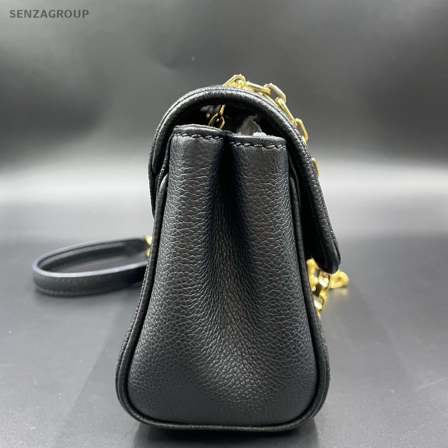Louis Vuitton Monogram Empreinte Chain Shoulder Bag Black Gold Women Classic