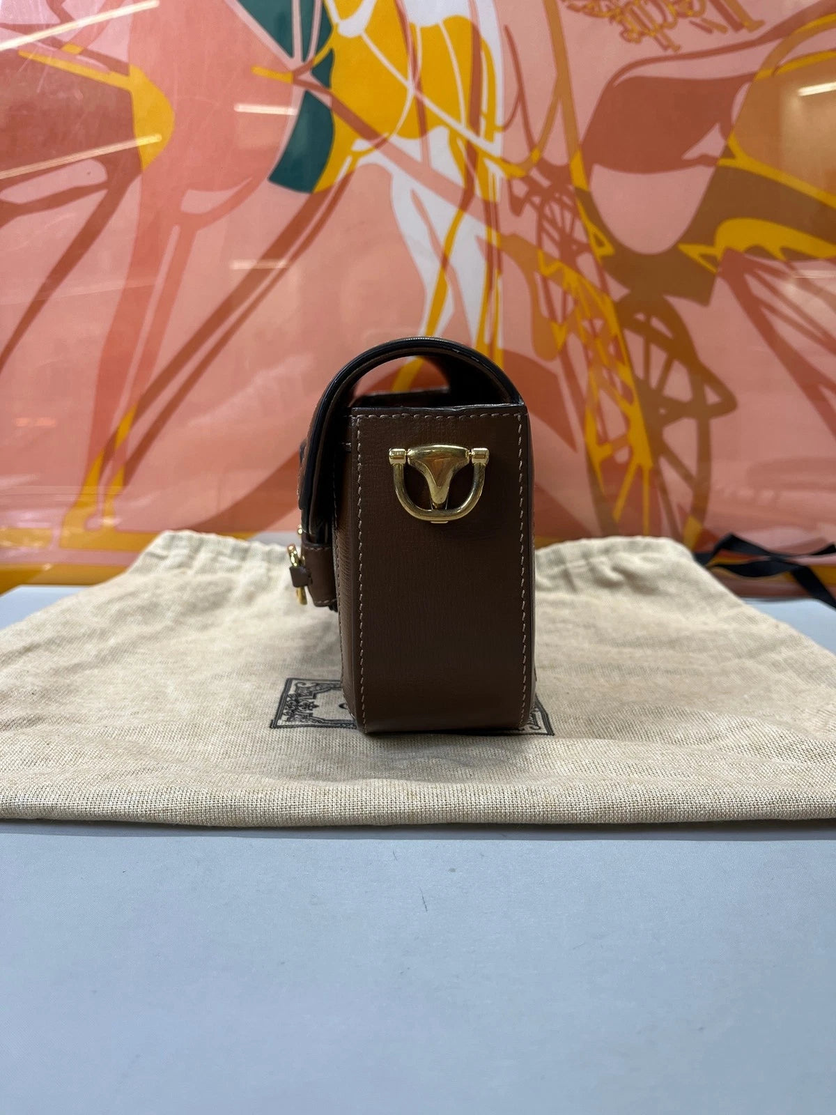 Gucci 1955 Horsebit Canvas Baguette Shoulder Bag For Women
