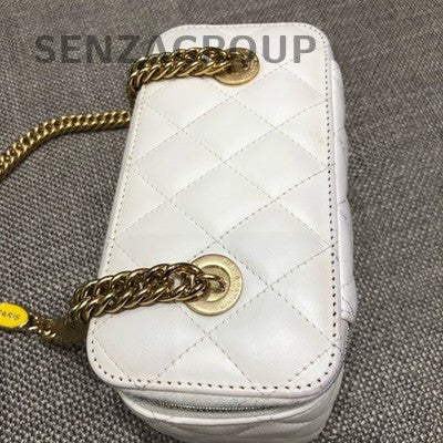 Chanel Quilted Chain Shoulder Crossbody Bag White Gold Women Classic