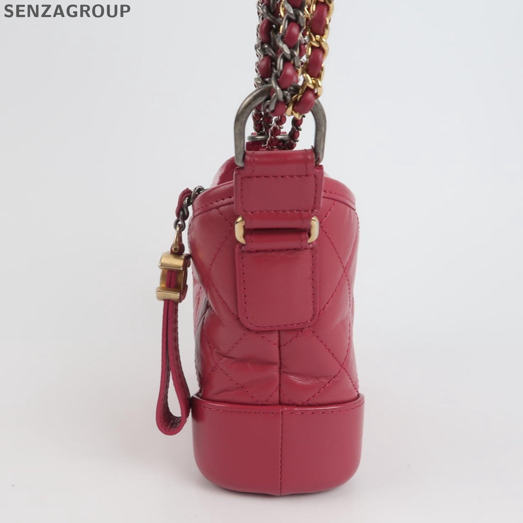 Chanel Gabrielle Hobo Bag Red Gold Quilted Classic Women's Shoulder Bag