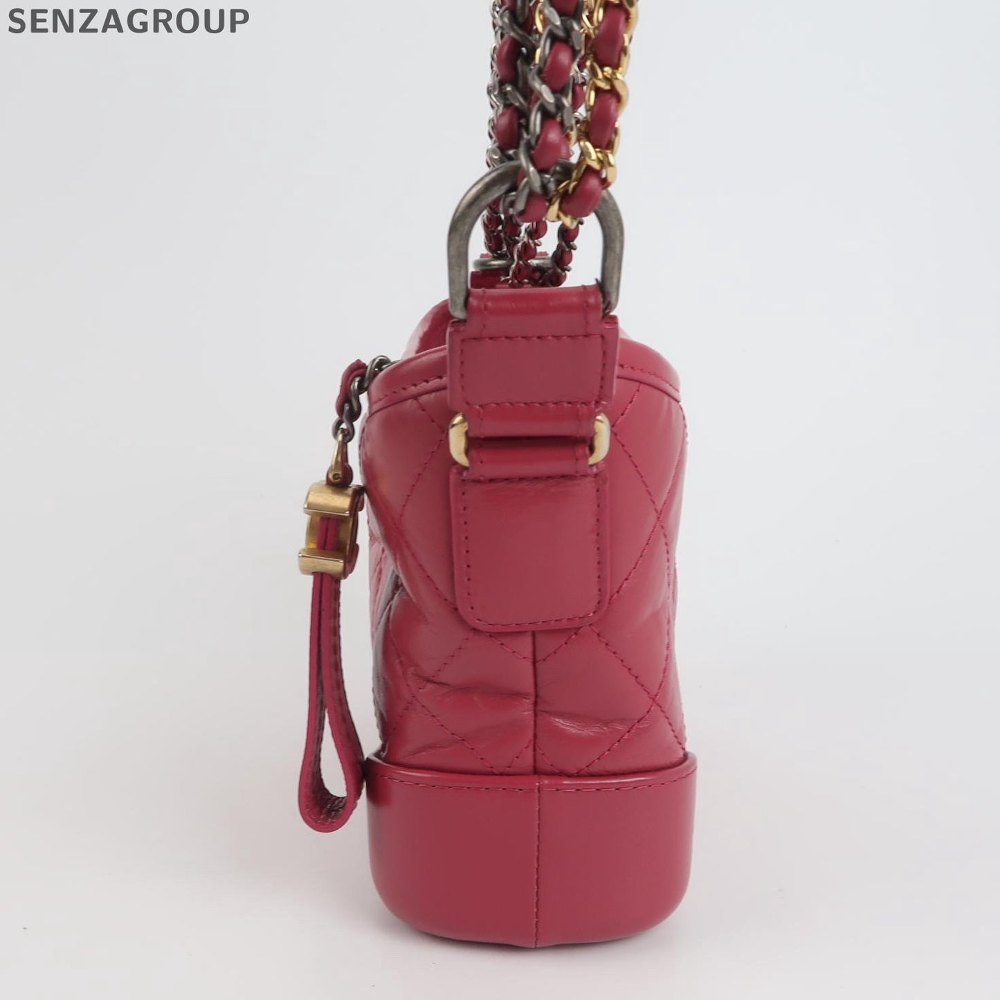 Chanel Gabrielle Hobo Bag Red Gold Quilted Classic Women's Shoulder Bag