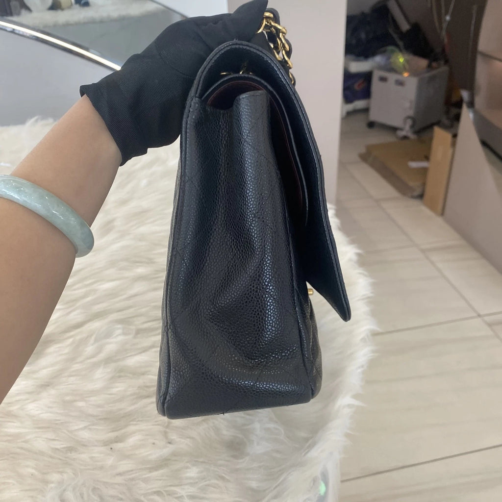 Chanel Classic Flap Max Black Caviar Leather Chain Shoulder Crossbody Bag