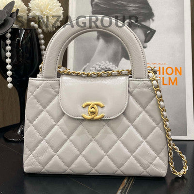 Chanel Kelly Grey Quilted Chain Shoulder Bag Classic Women's