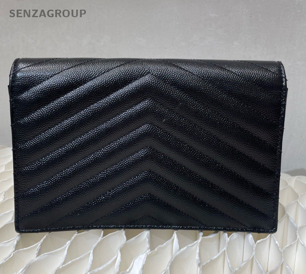 Saint Laurent Envelope Calfskin Chain Black Gold Women Classic Fashion