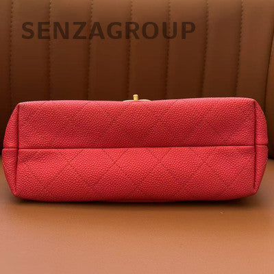 Chanel Classic Flap Calfskin Quilted Chain Shoulder Bag Pink Gold