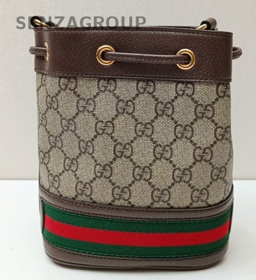 Gucci Ophidia Bucket Brown Gold Shoulder Bag Crossbody Women Classic