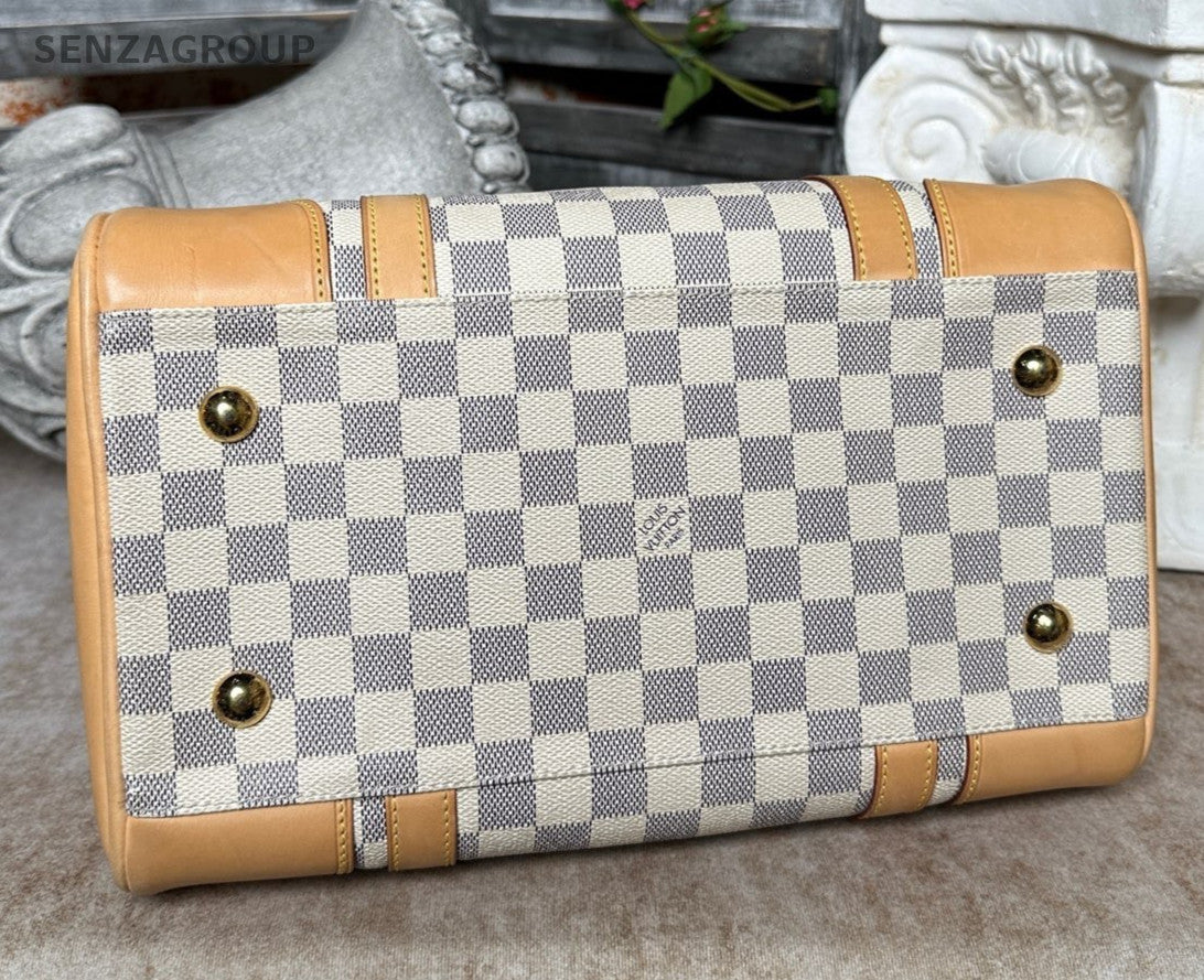 Louis Vuitton Boston White Damier Ebene Top Handle Bag Women Classic