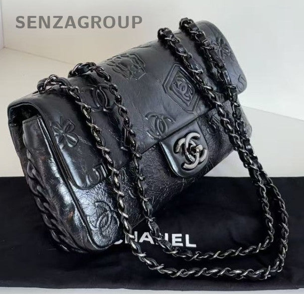 Chanel Classic Flap So Black Calfskin Chain Shoulder Bag Used Women Fashion
