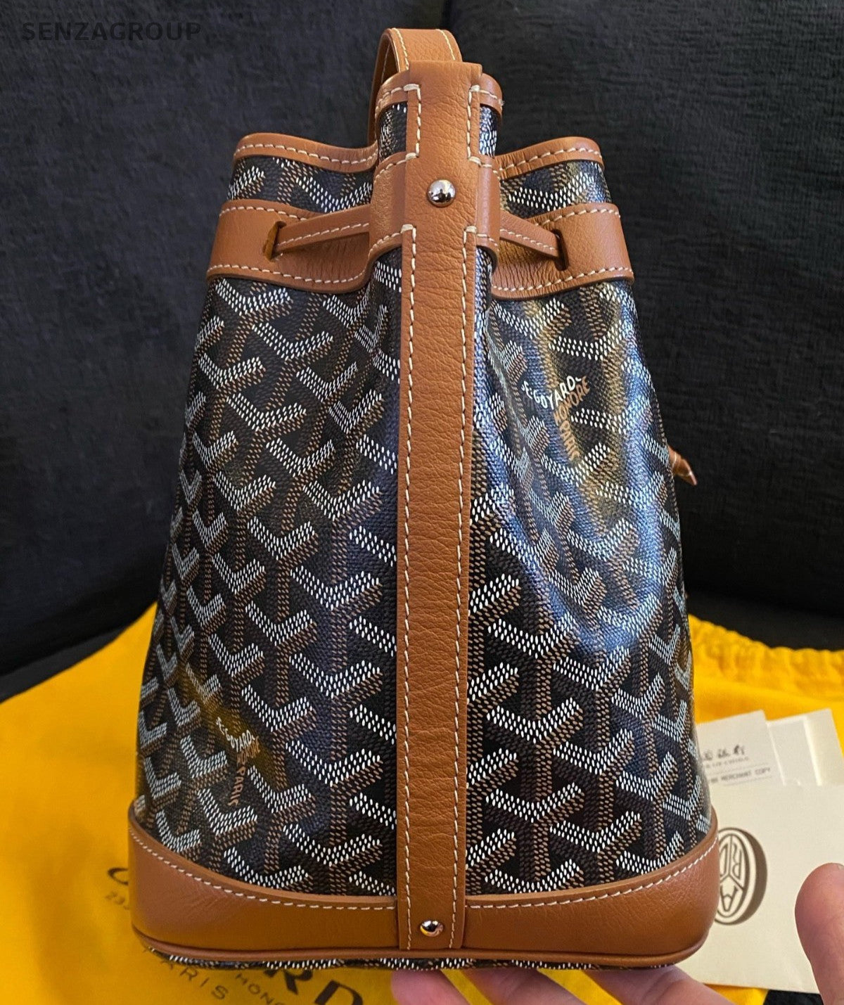 Goyard Petit Flot PM Bucket Shoulder Bag Brown Silver Used Women Classic