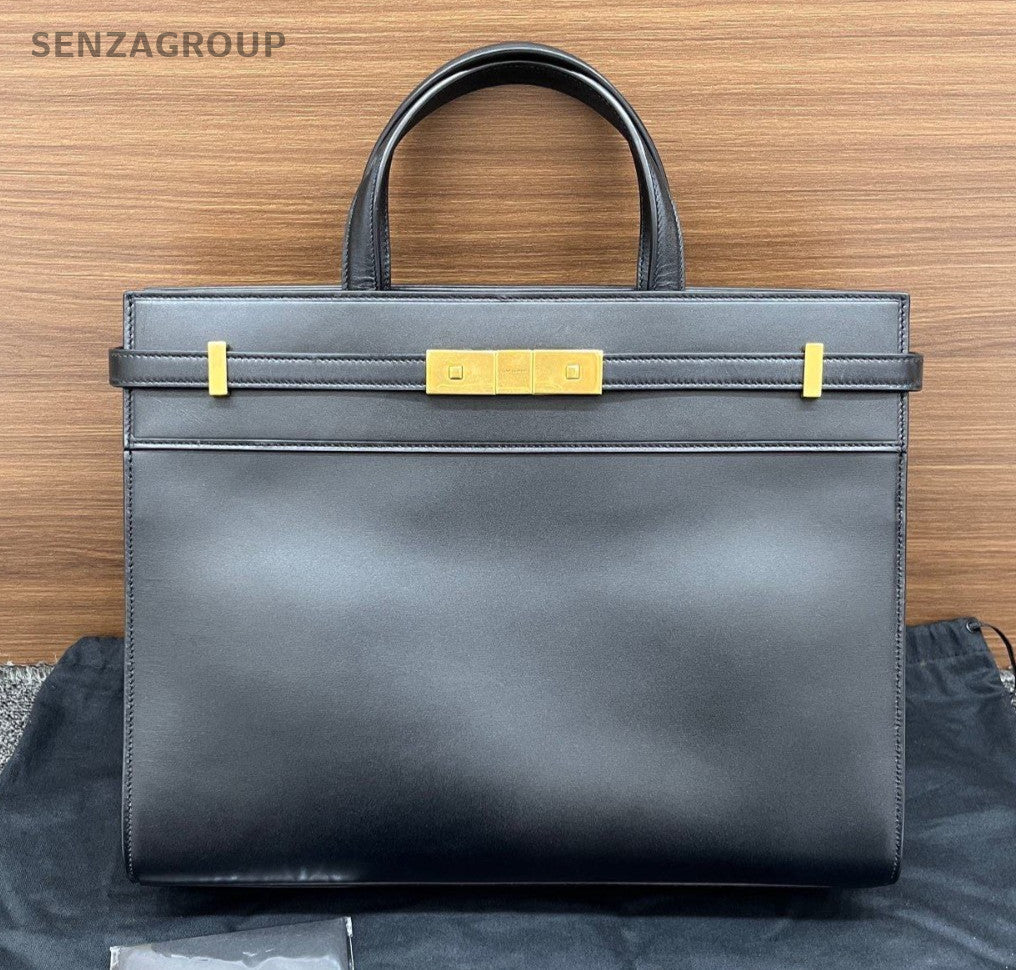 Saint Laurent  Manhattan GM Handbag Crossbody Black Gold Used Women Classic