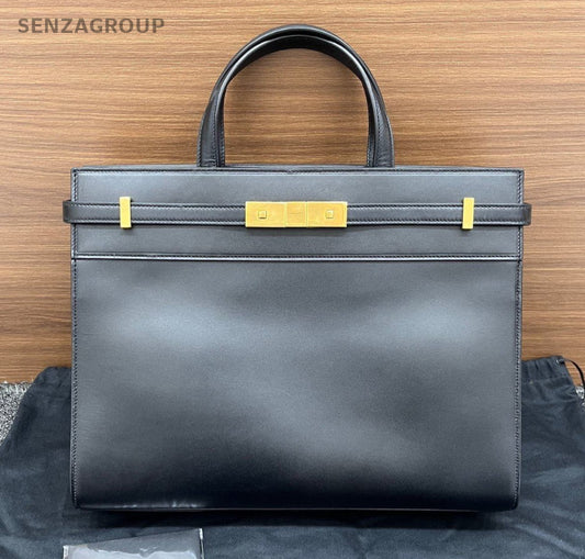 Saint Laurent  Manhattan GM Handbag Crossbody Black Gold Used Women Classic
