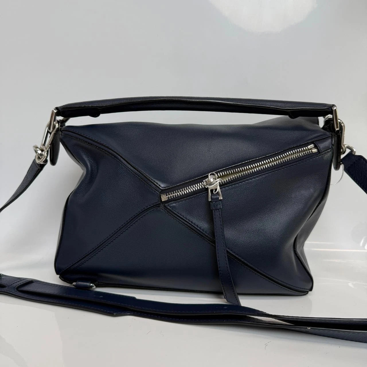 SJ0001 Loewe Medium Puzzle Bag in Navy Blue Calfskin