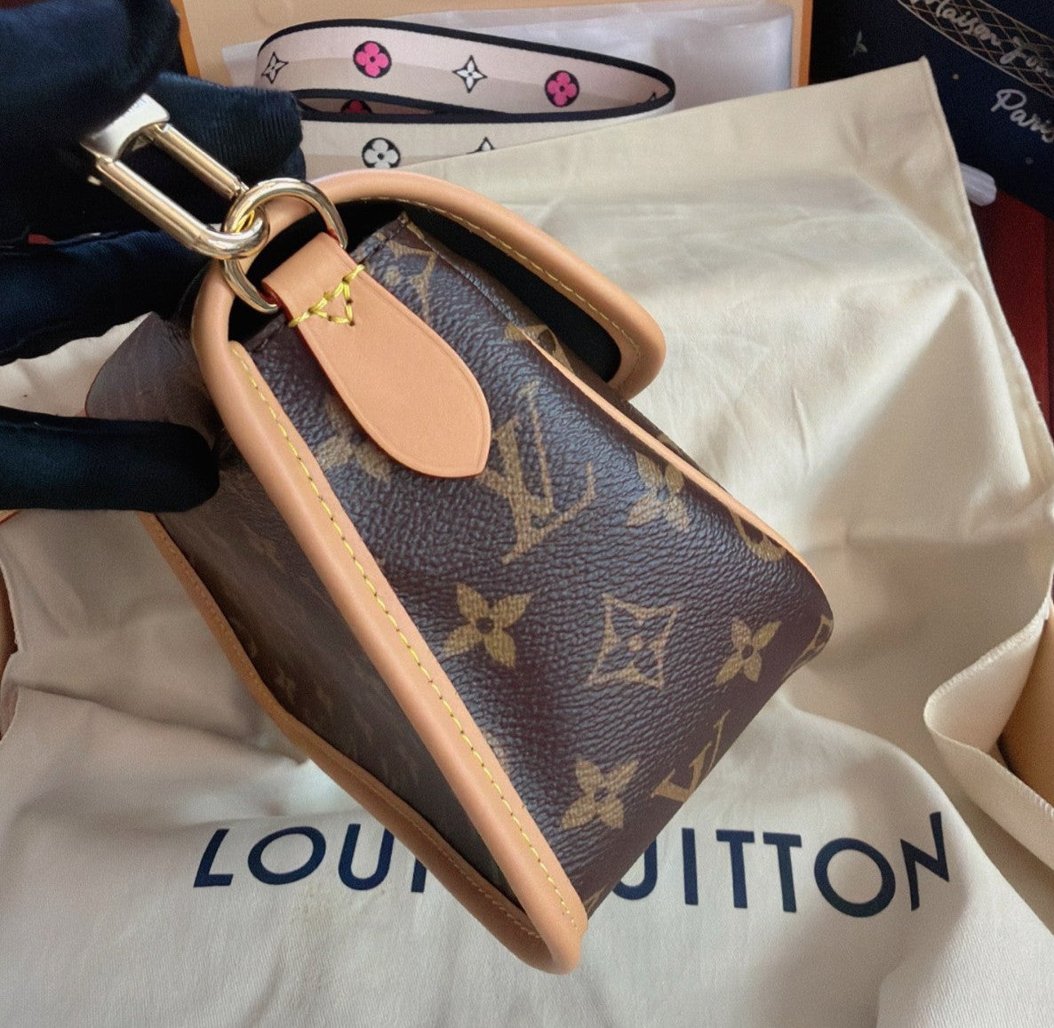 Louis Vuitton Diane Monogram 2Way Shoulder Bag Crossbody Brown Gold Women
