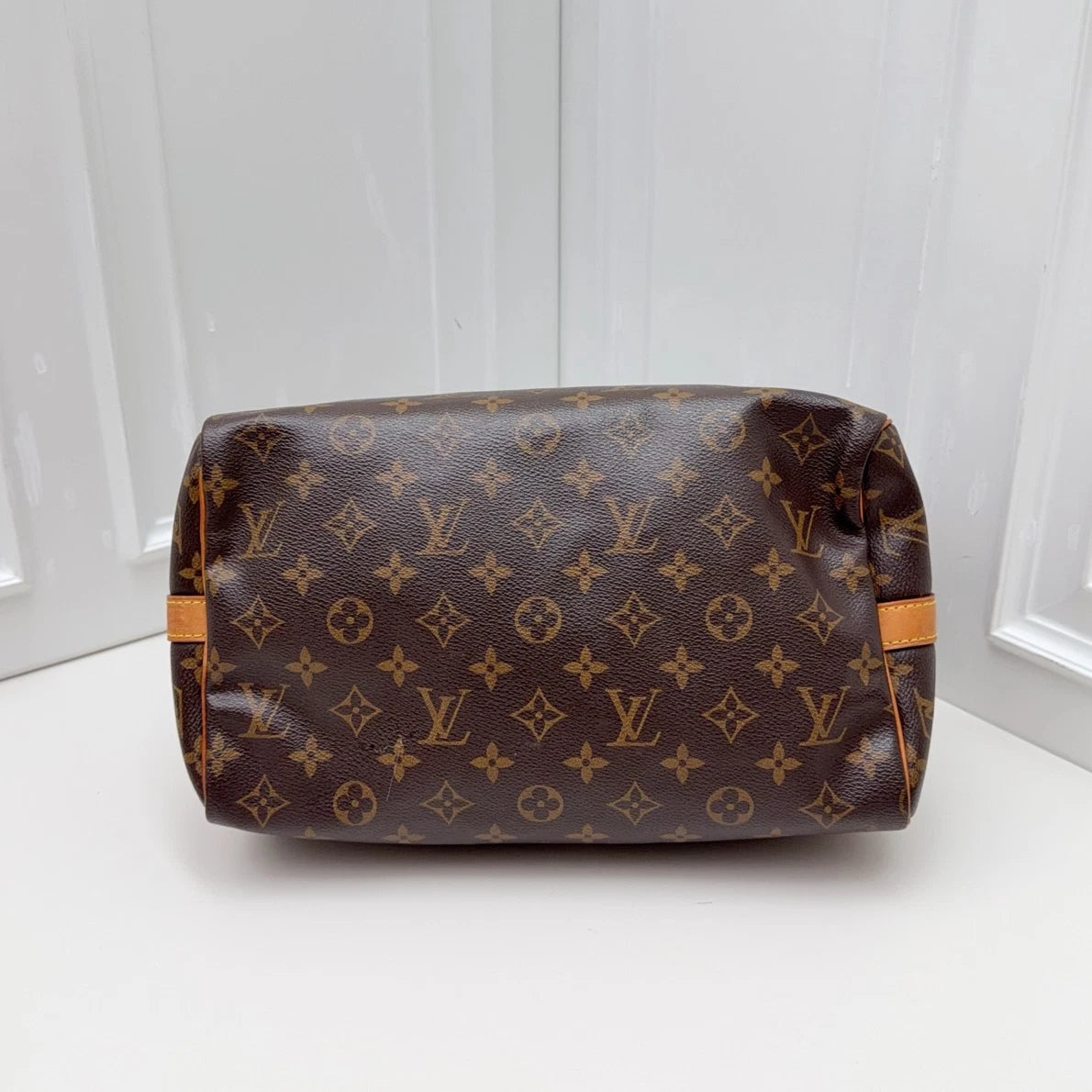 Louis Vuitton Speedy 30 Tote Top Handle Crossbody Bag Brown Gold Women Fashion