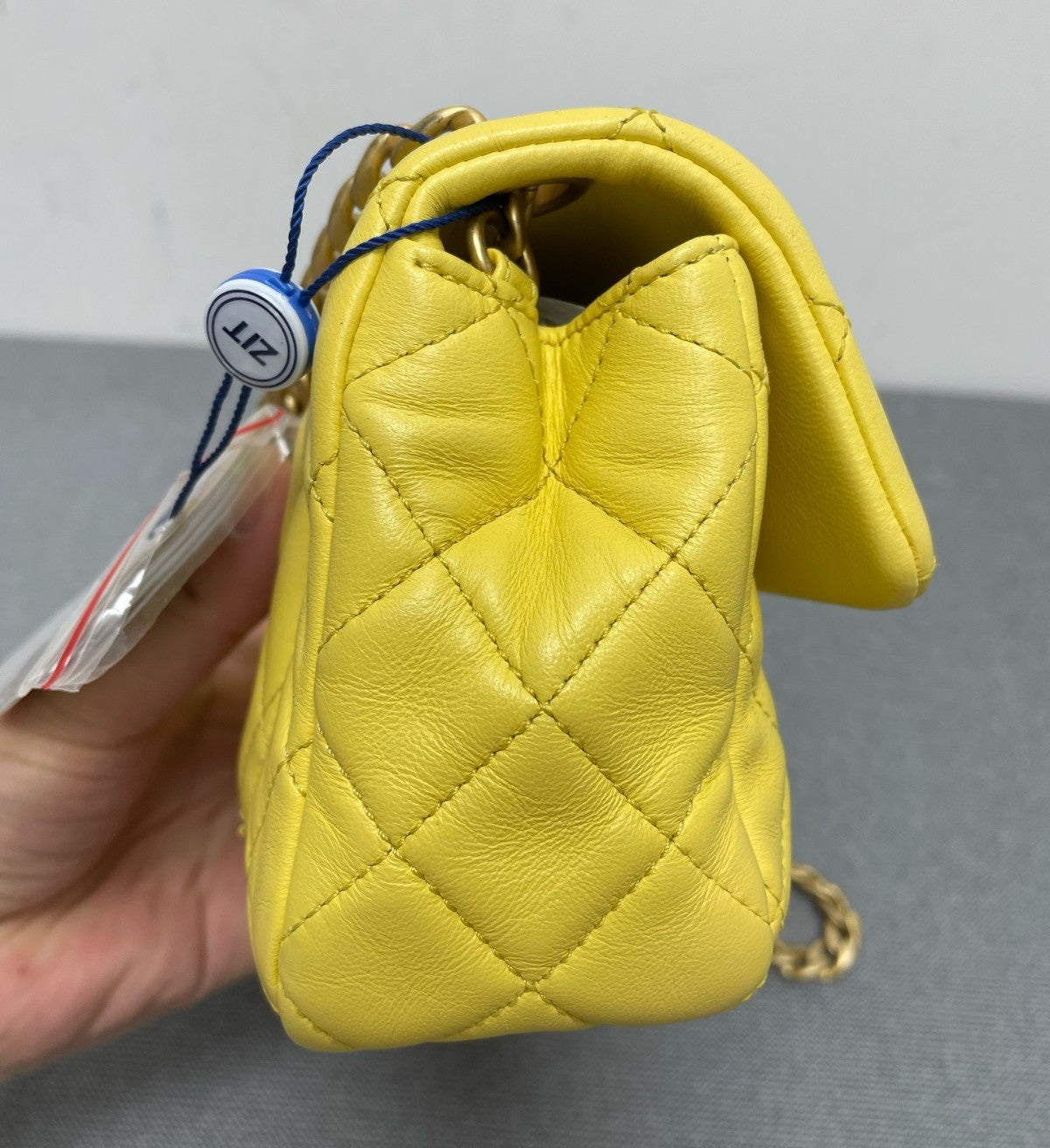 Chanel Classic Flap Mini Chain Shoulder Bag Yellow Gold Diamond Women Fashion