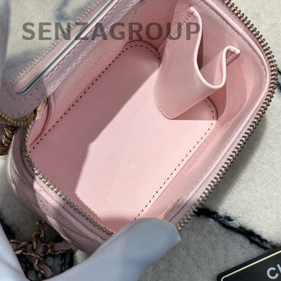 Chanel Pink Gold Hardware Calfskin Vanity Case Chain Shoulder Crossbody Bag