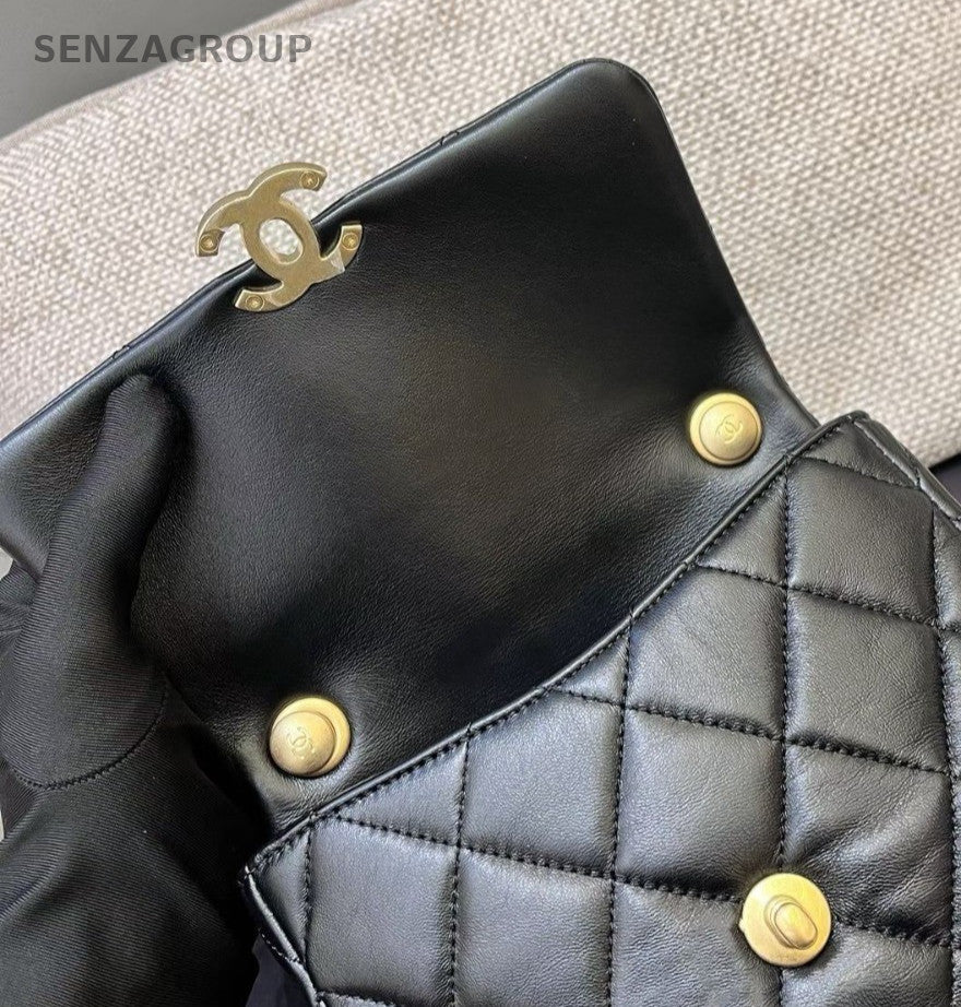 Chanel Classic Flap Chain Black Gold Diamond Shoulder Bag Crossbody Women