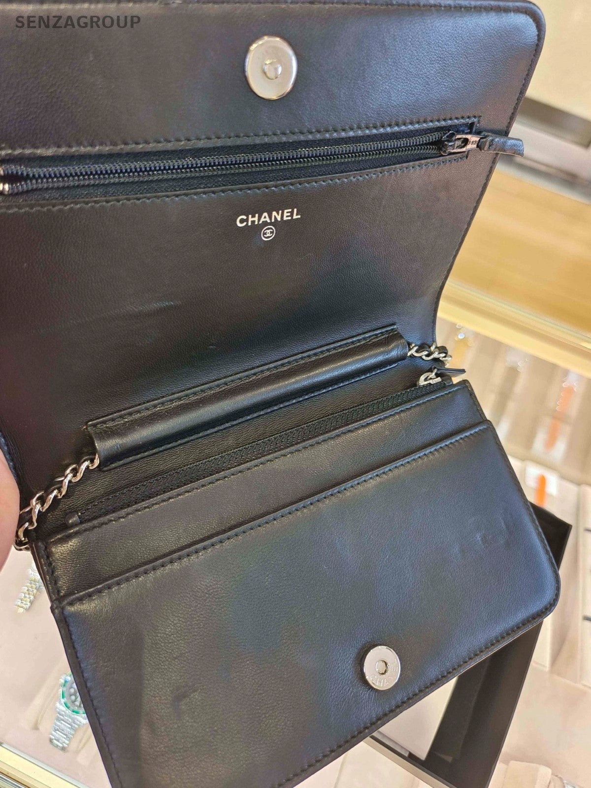 CHANEL Leboy Woc Water crystal rivets Chain Shoulder bag Black Women
