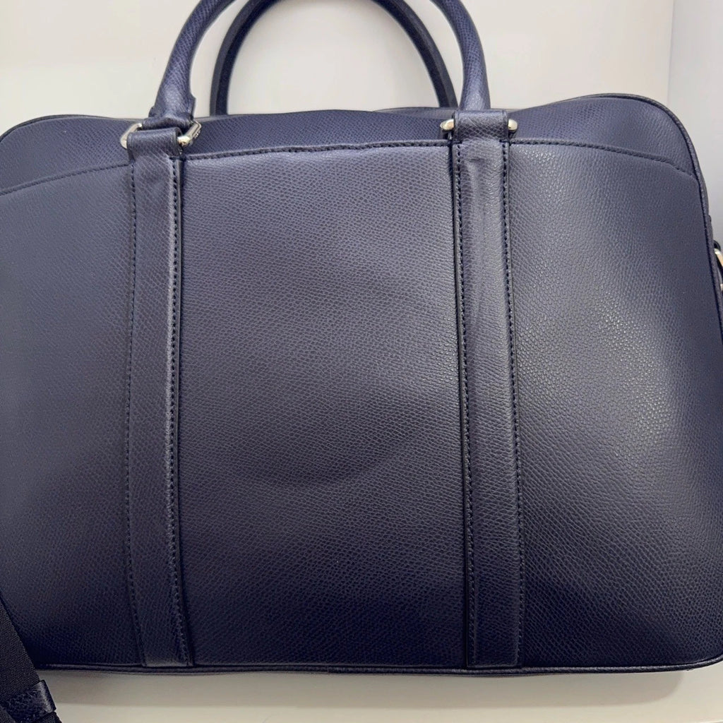 Coach Blue Black Leather Shoulder Handbag Briefcase For Women