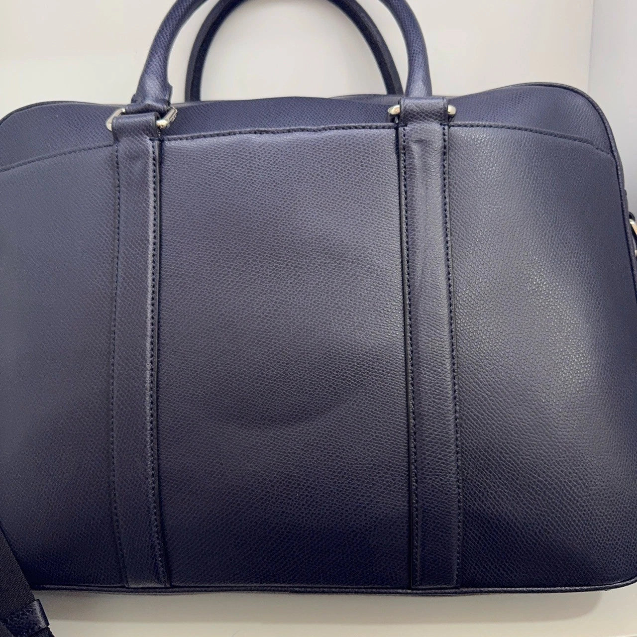 Coach Blue Black Leather Shoulder Handbag Briefcase For Women