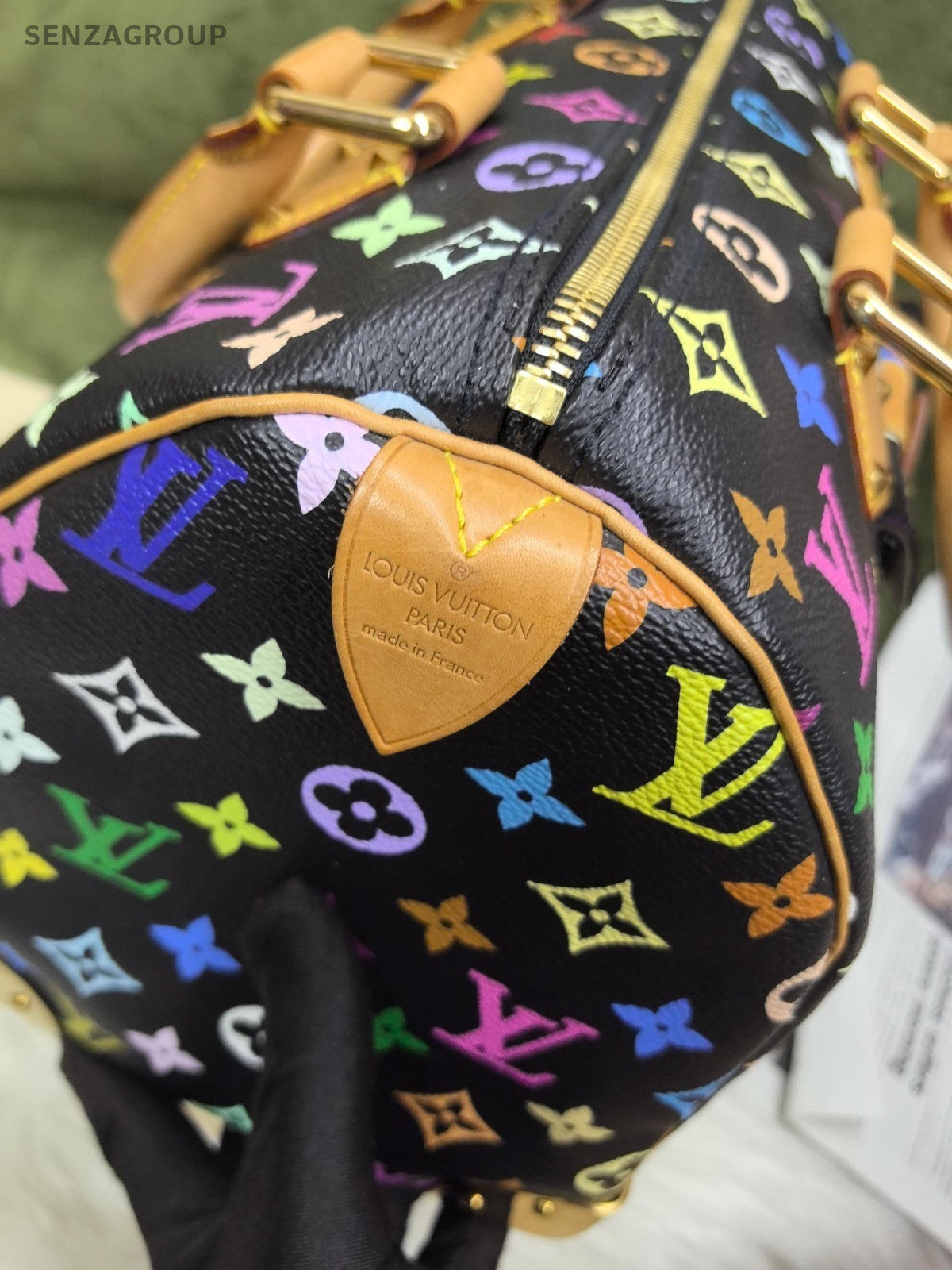 Louis Vuitton Black Multicolore Speedy 30 Top Handle Shoulder Bag Women
