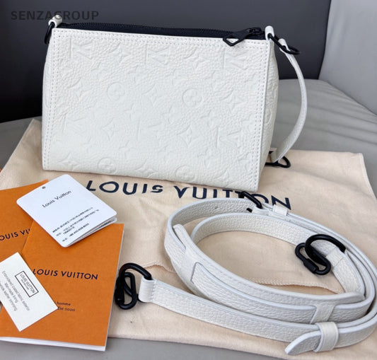 Louis Vuitton Triangle Monogram Empreinte Shoulder Handbag Crossbody White
