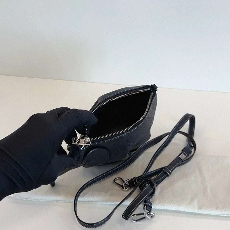 Loewe Calfskin 2Way Shoulder Crossbody Black Silver Women Classic