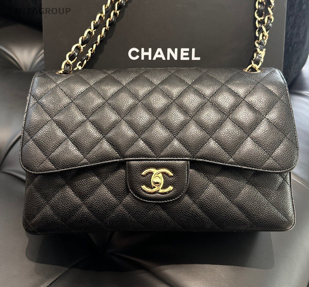 Chanel Classic Flap Jumbo GM Calfskin Chain Shoulder Bag Crossbody Women Fashion