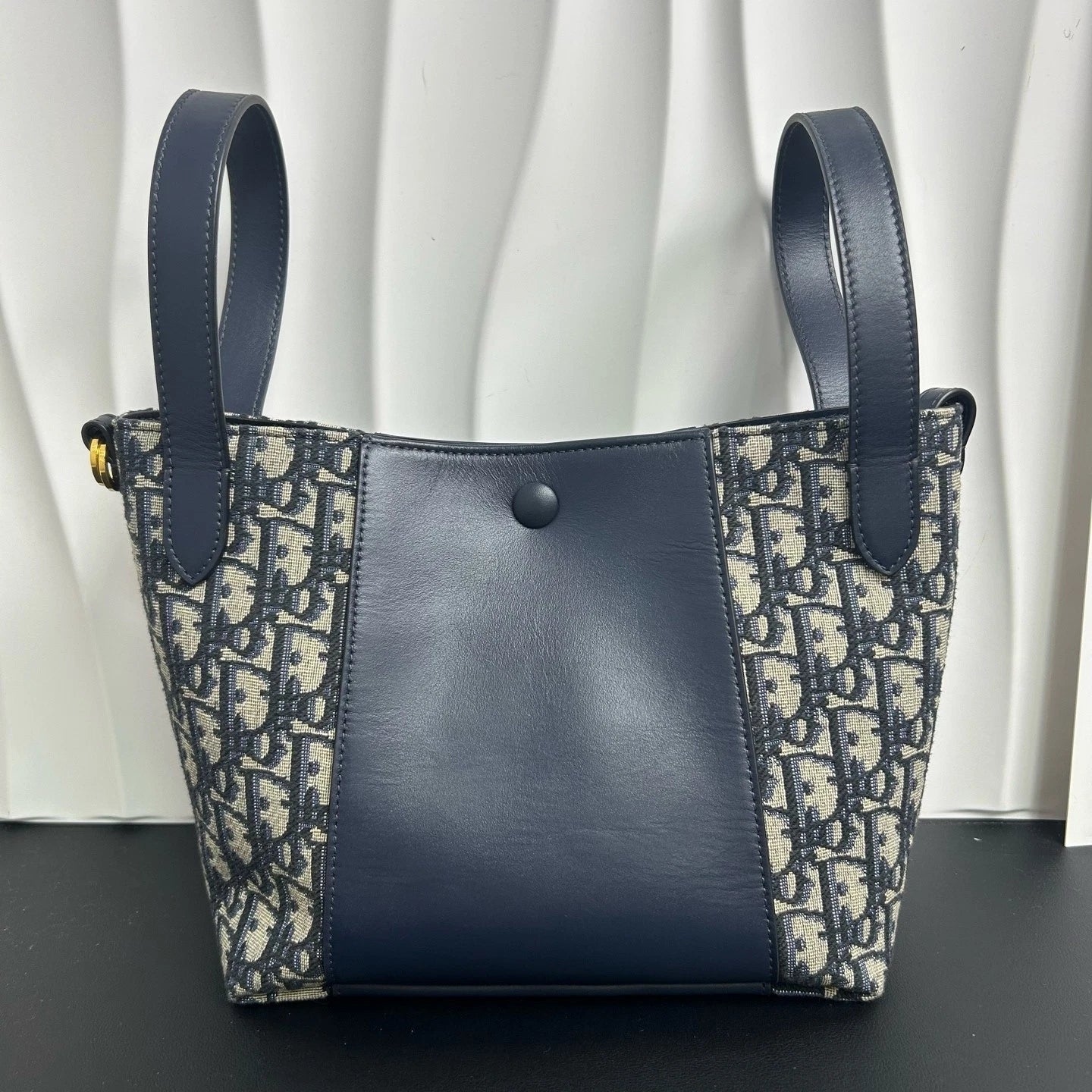 Dior Signature Small Printed Canvas Calfskin Bucket Crossbody Handbag Women