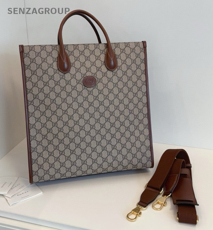 Gucci Retro GM Ophidia Tote Handbag Crossbody Brown Gold Women Classic