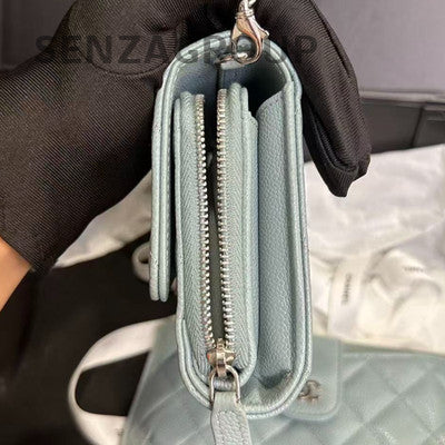 Chanel CF WOC Chain Shoulder Crossbody Bag Grey Calfskin Gold Hardware