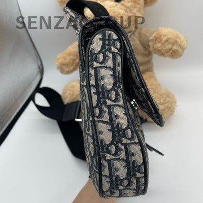 Dior Saddle Waist Bag Black Gold Monogram Unisex Classic