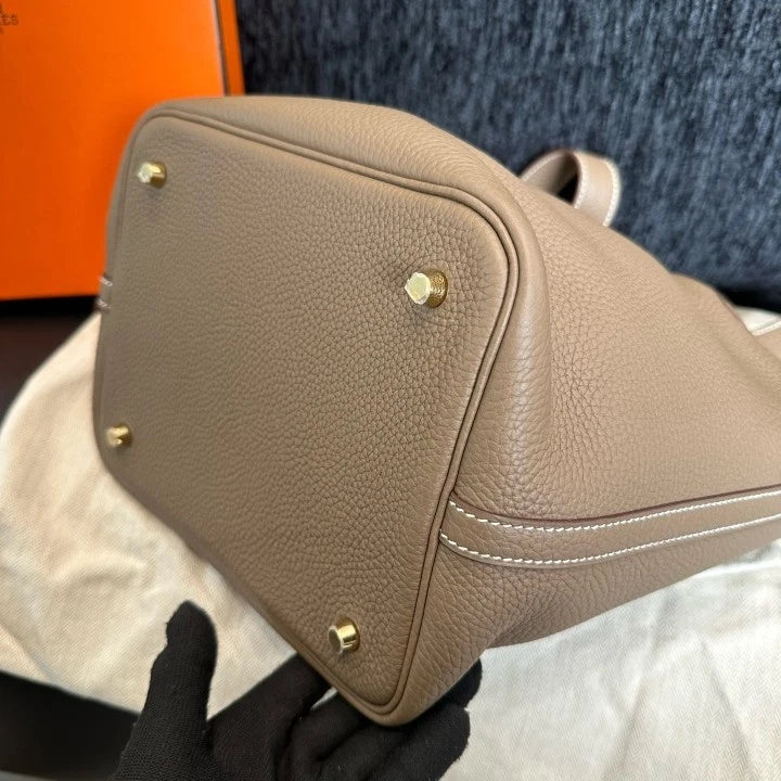 Hermes Picotin22 Gray Gold Handbag Used Women Classic Fashion D