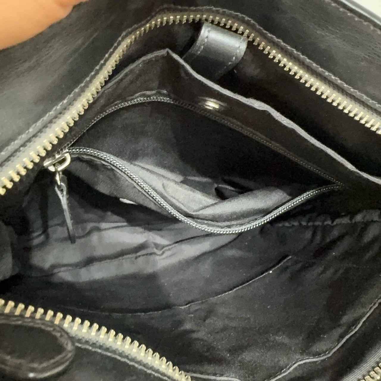 Coach Black Leather Embossed Logo Briefcase Shoulder Crossbody Bag For Men