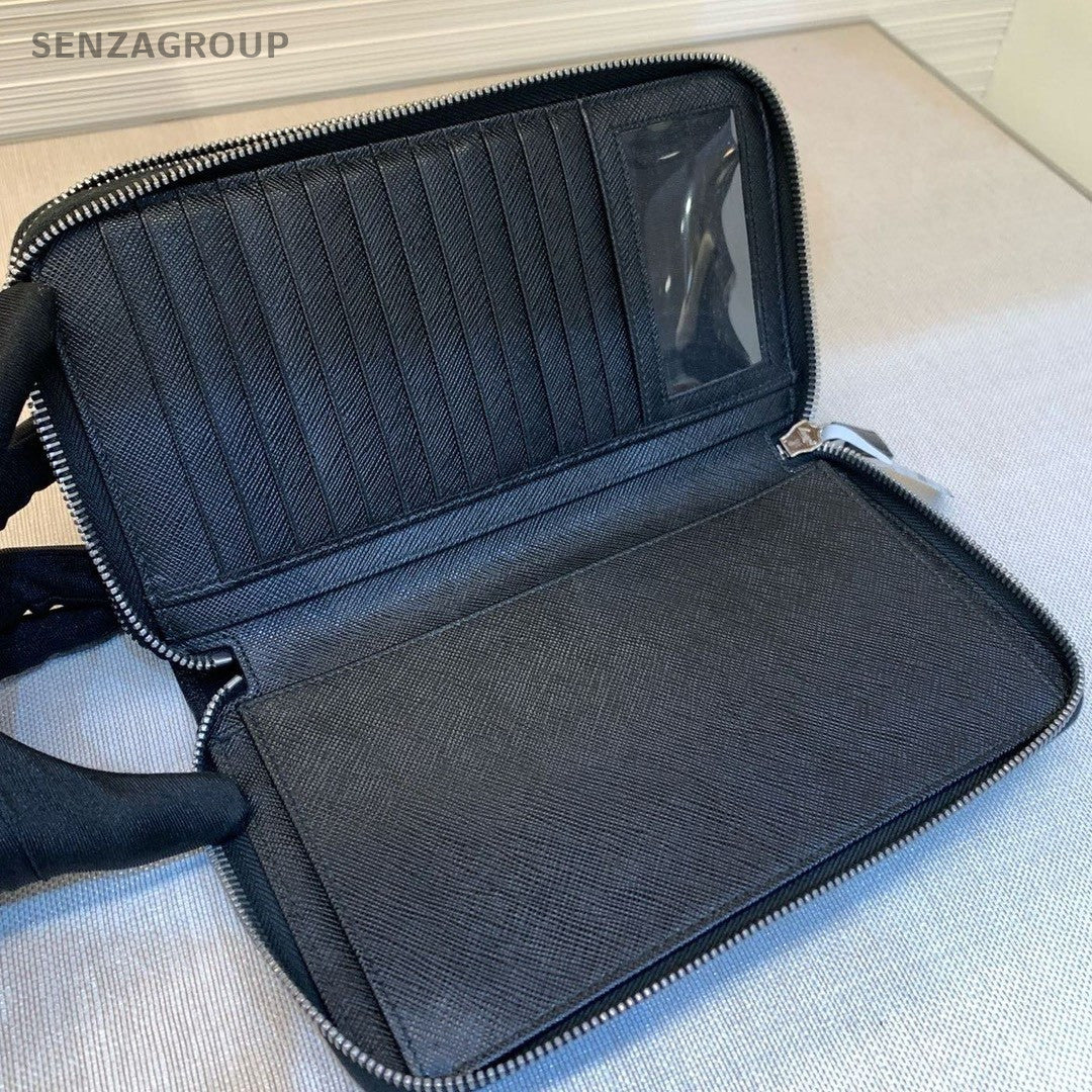 PRADA Logo Black  Zipper wallet