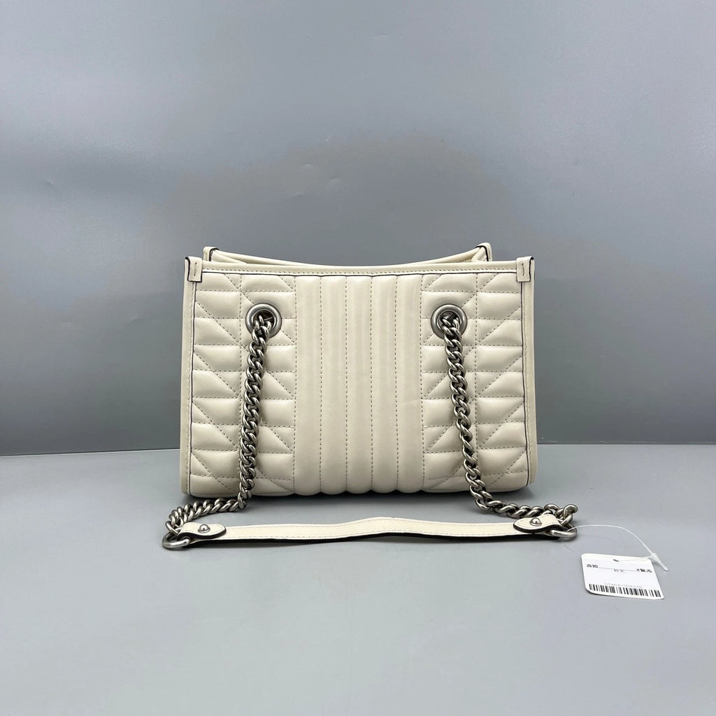 Gucci Marmont White Silver Tote Bag Excellent