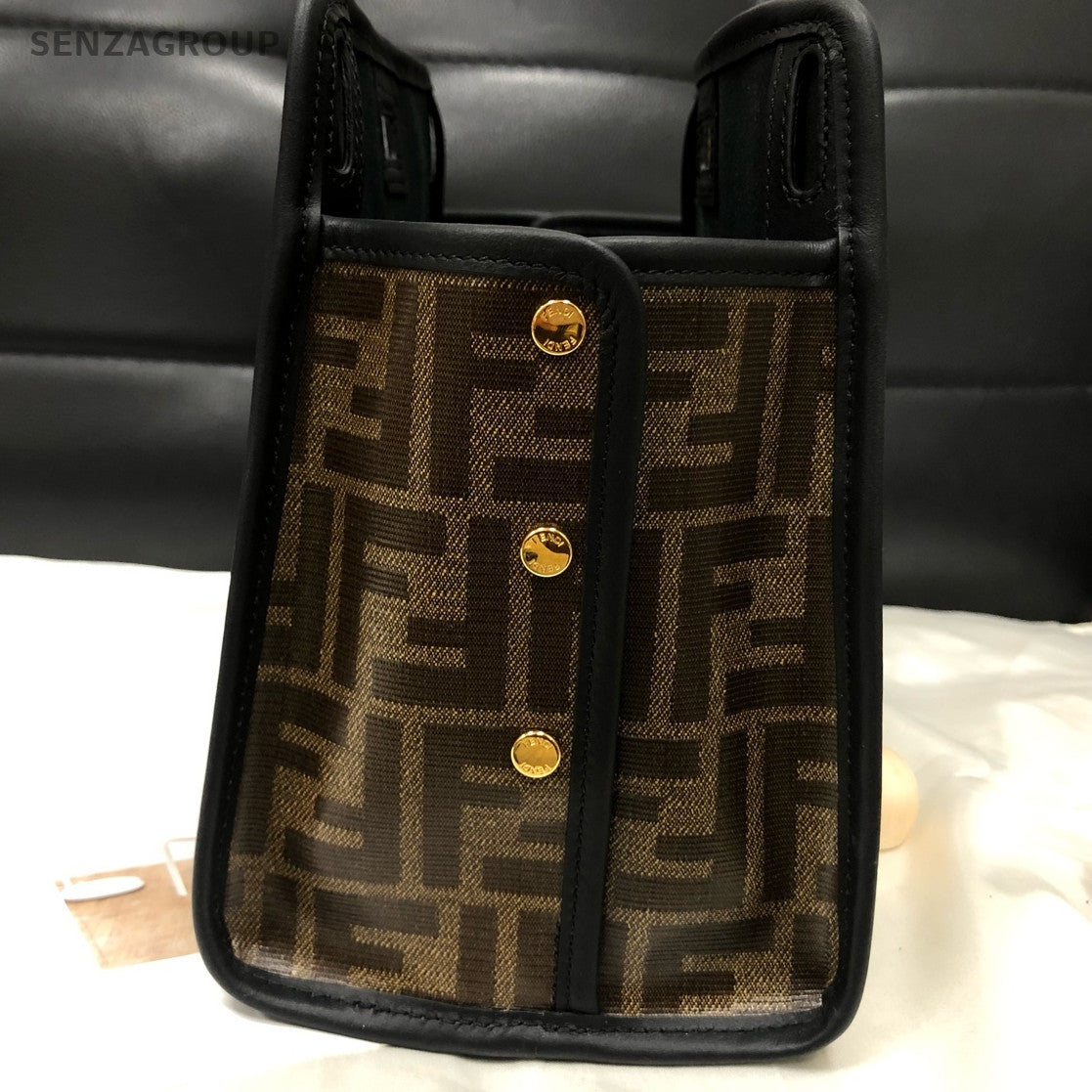 Fendi Brown Zucca Logo Peekaboo Mini Handbag - Women's Luxury Bag