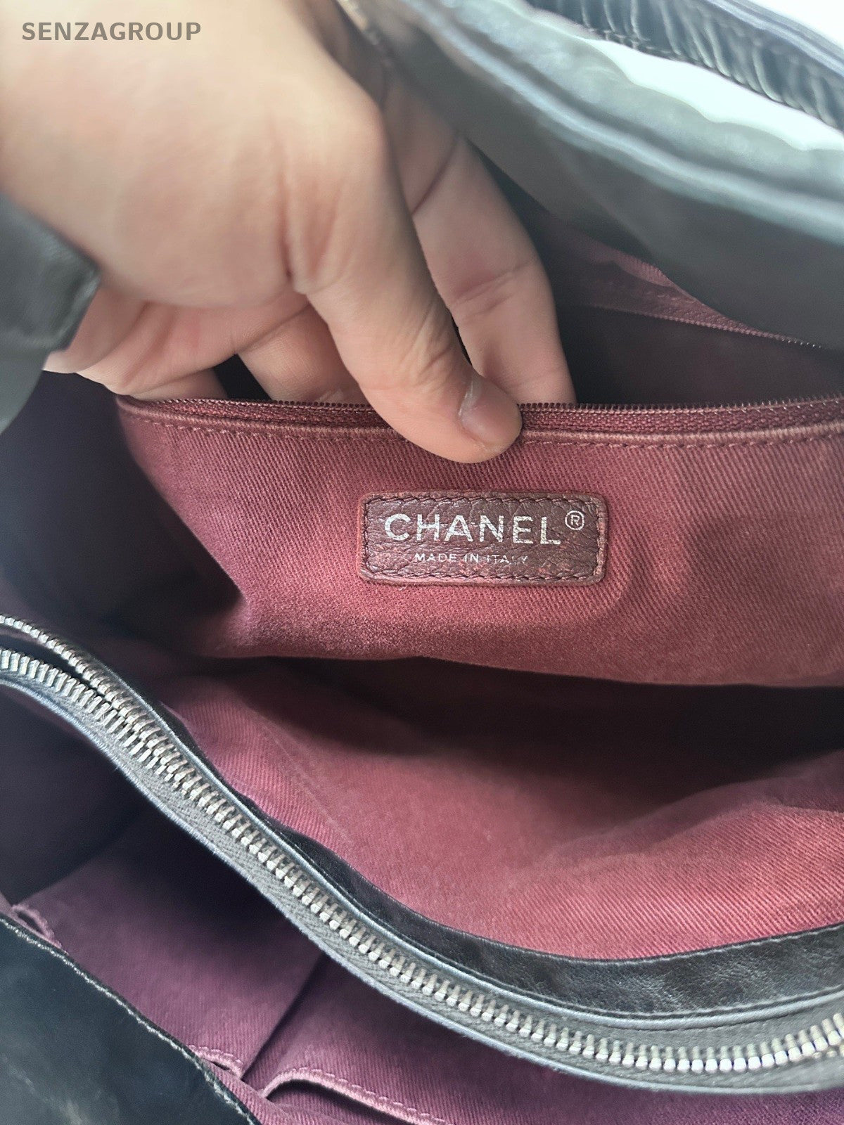 Chanel Diamond Tote Chain Shoulder Bag Black Silver Used Women Classic