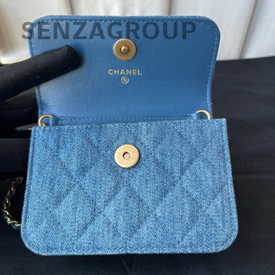 Chanel Denim Mini Quilted Chain Shoulder Bag Classic Fashion Women
