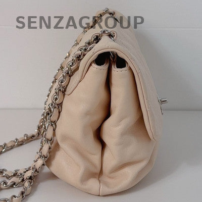 Chanel Pink Silver Quilted Chain Shoulder Bag Women's Fashion