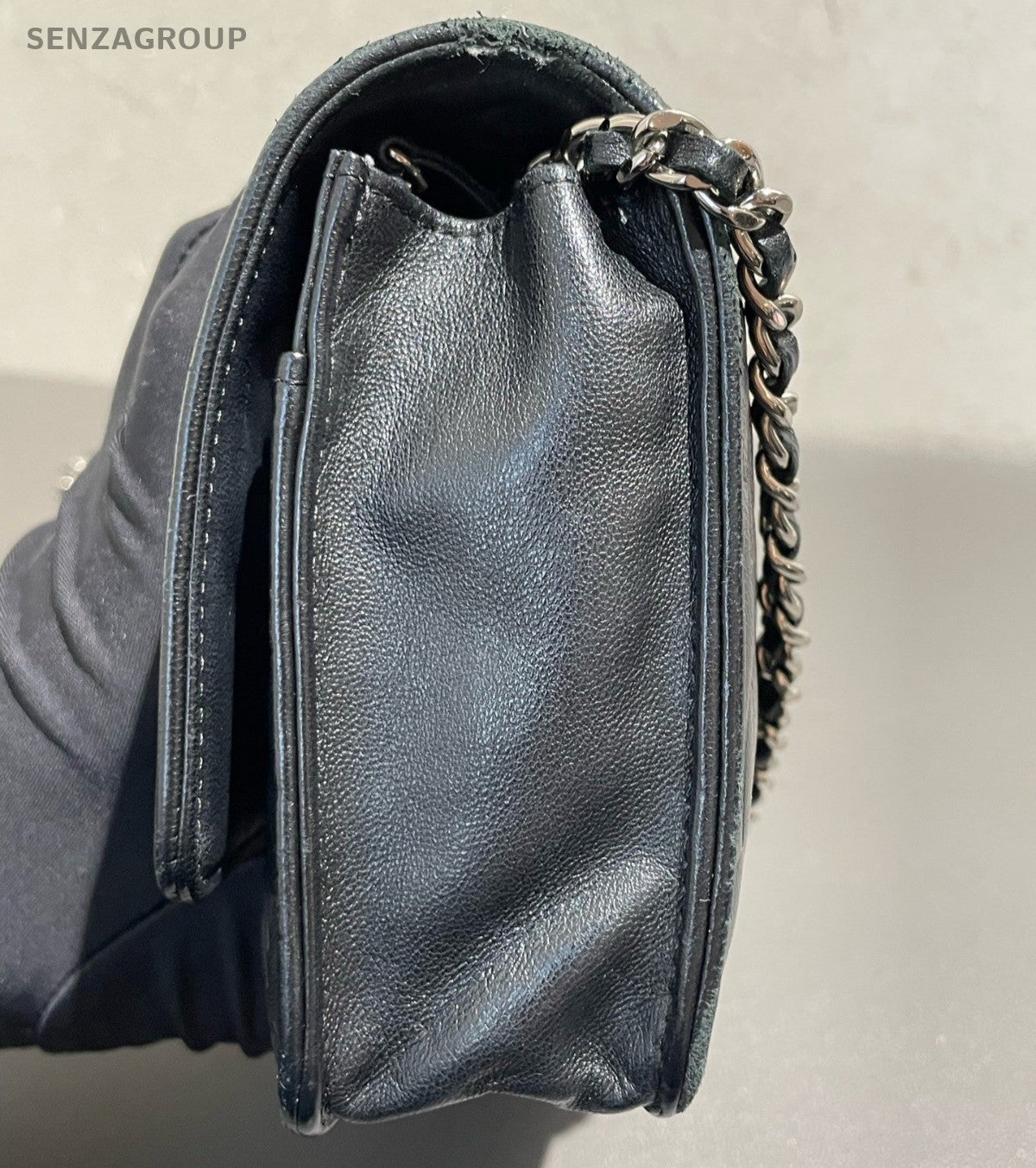 Chanel Camellia Series WOC Chain Shoulder Bag Crossbody Black Silver Women