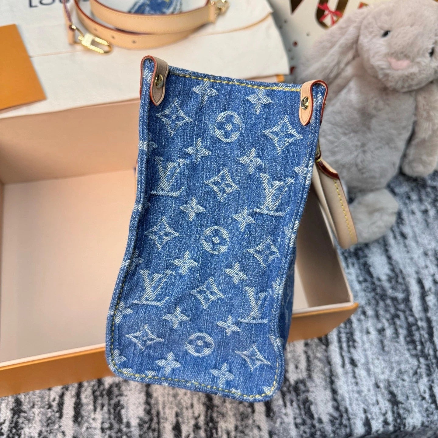 Louis Vuitton Blue Denim Onthego PM Small Tote Bag For Women