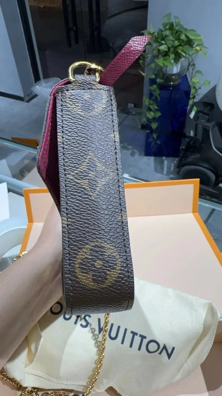 Louis Vuitton Felicie Pochette Monogram Brown Canvas Crossbody Shoulder Bag