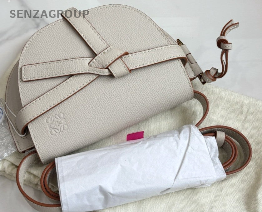 Loewe Mini Gate Calfskin Shoulder Crossbody Bag Oatmeal Women